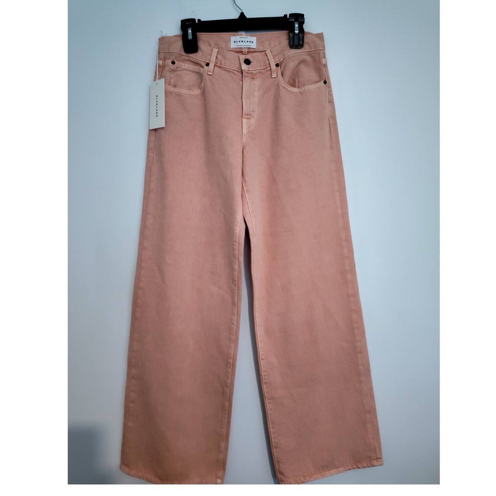 SLVRLAKE Mica Wide Leg Jeans Desert Rose Pink High Rise Cotton Denim 28 NEW